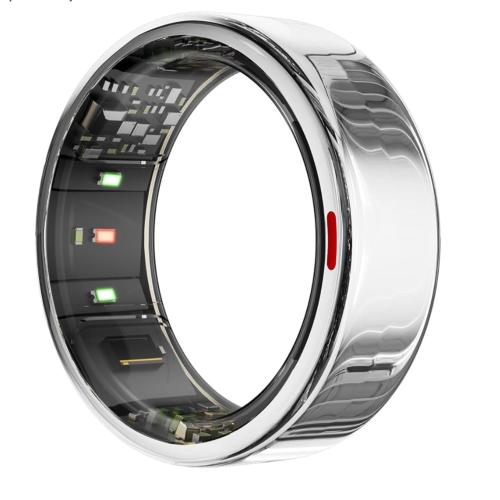 Wireless Charging Case & Sizing Kit, Activity & Sleep Tracker Smart Ring Silver